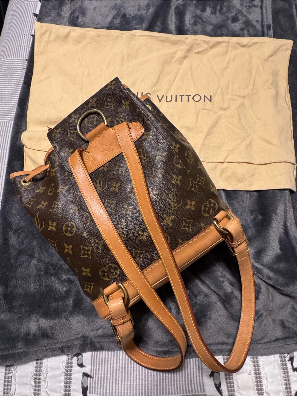 Louis Vuitton Monogram Canvas Drawstring Backpack with Tan Trim - Picture 2 of 15
